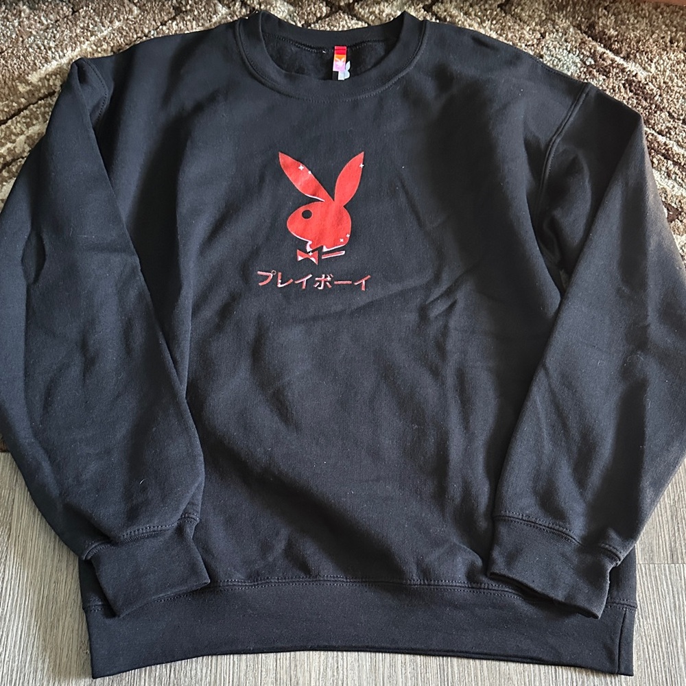 PLAYBOY Black Sweater with Red Logo